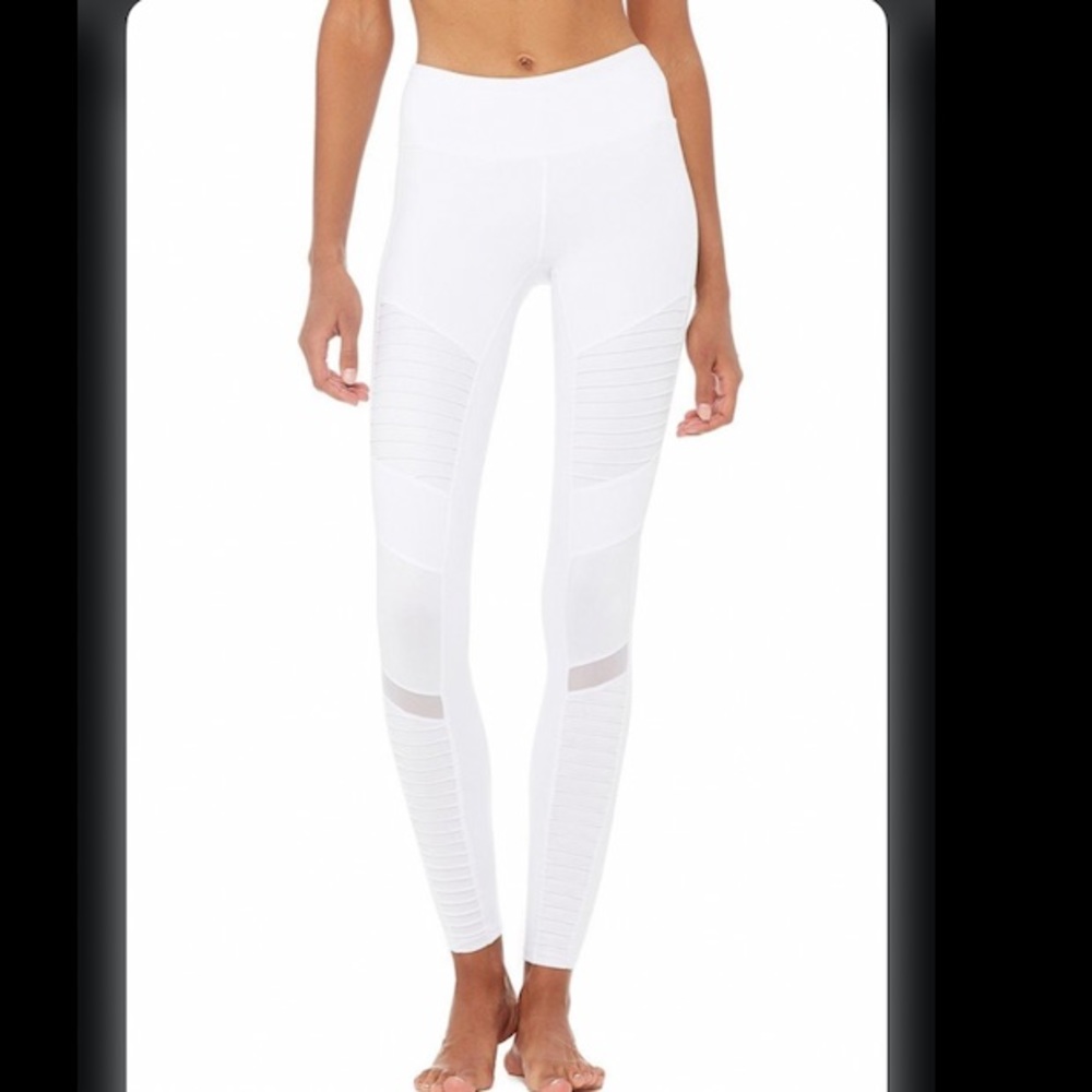 White ALO Yoga Moto Leggings